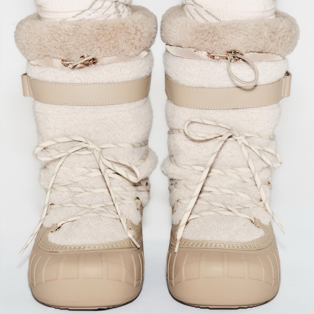 NWT ZARA FAUX SHEARLING ANKLE BOOTS SKI COLLECTION